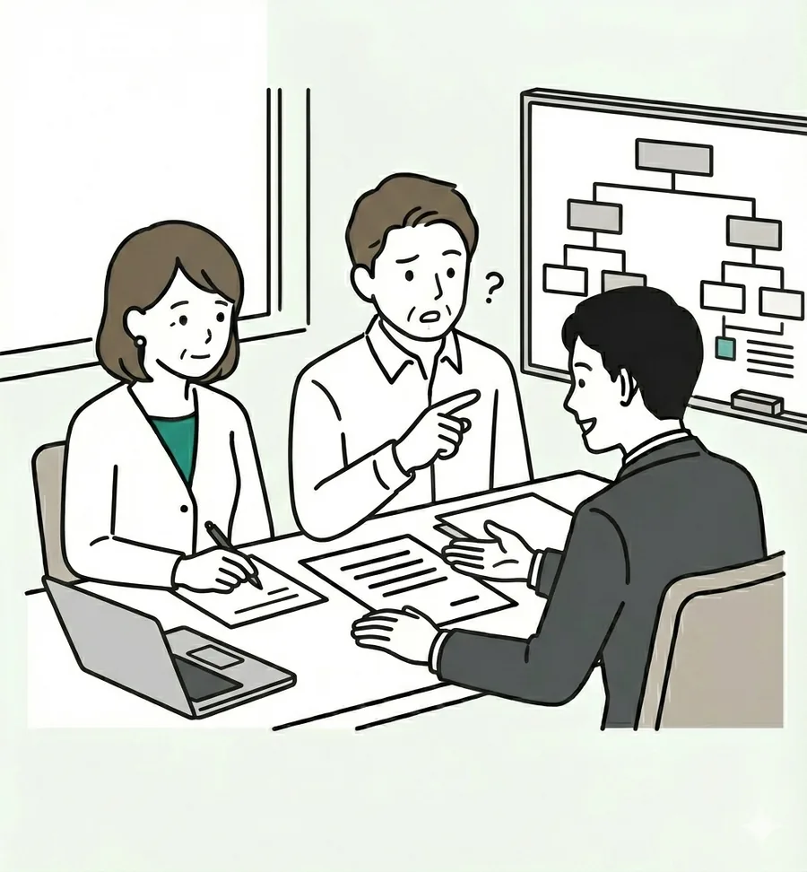 相続人関係を整理しながら打合せをする様子