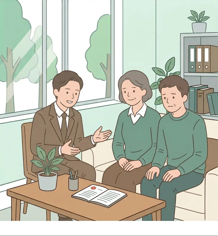 親子で相続について相談する様子