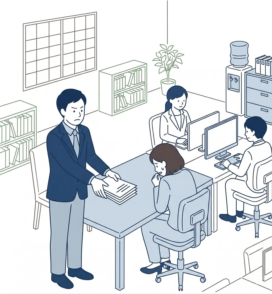職場での労働問題を表すイラスト