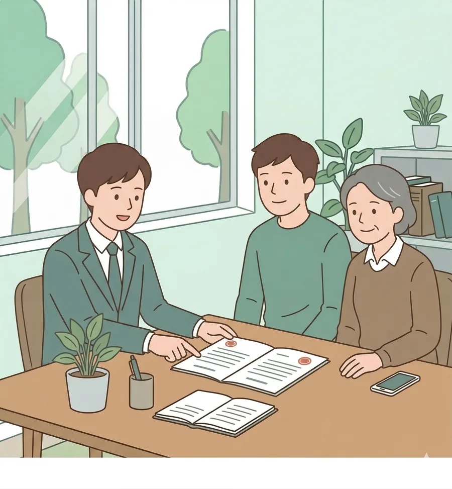 遺産分割の話し合いをする家族