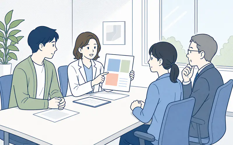 弁護士が代理人として会社側と解決に向けた話し合いを行う様子
