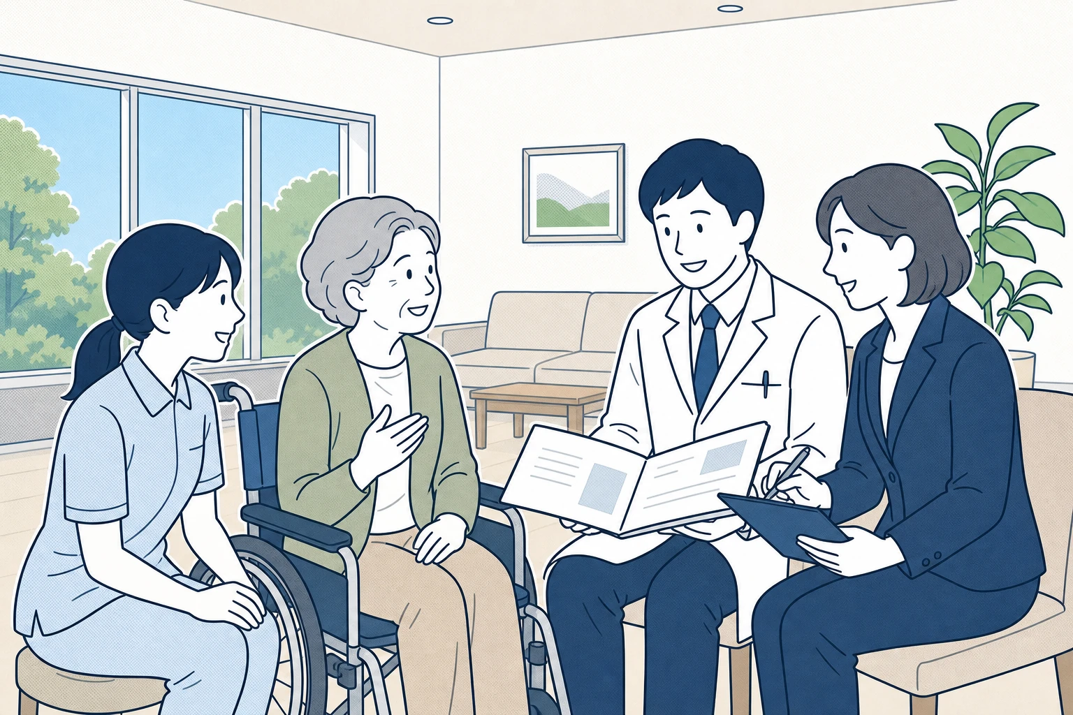介護施設でのケアチームのイメージ