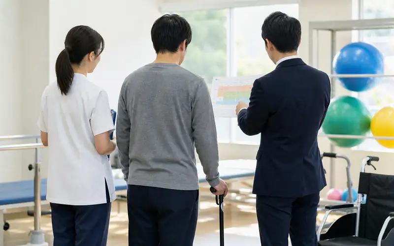 整骨院での施術について相談する様子