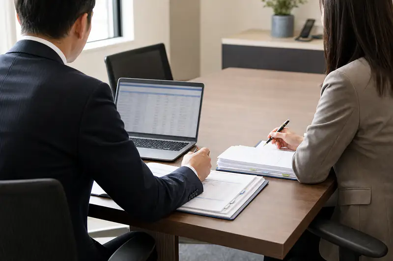 保険会社と示談条件を交渉する場面